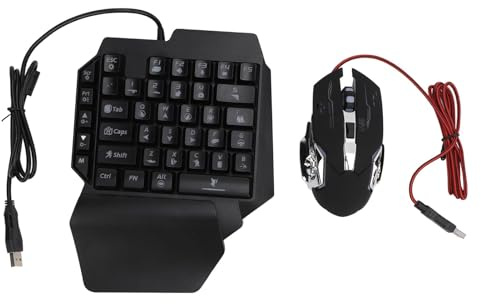 Ejoyous Combo Clavier et Souris de Jeu à Une Main, RVB 4 en 1, Pack combiné de Jeu Mobile, Convertisseur Clavier et Souris, Facile à Utiliser pour Les Jeux Mobiles