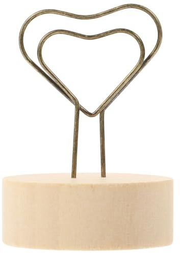 HOOTNEE 10Pcs Herz Fotohalter Mit Holzsockel Vielseitig TischschildstäNder | 10 StüCk Fotoclips Als Tischkartenhalter Notizclip FüR Fotos Karten Notizen Tischdekoration Und Heimdekoration