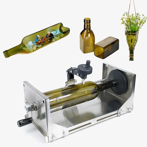 Glass Bottle Cutter Kit, Adjustable Length Tool with Rotating Blade for Cutting Round & Square Bottles - DIY Wine Beer Bottle Cutter for Crafts, Flower Pots