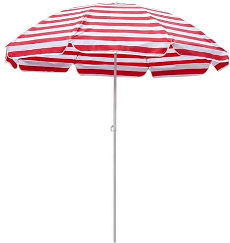 XOBRJQZ Sombrilla de Terraza de 200 cm a Rayas Rojas y Blancas, Sombrilla de Playa Portátil, Impermeable y con Protección UV, para Playa Jardín Patio