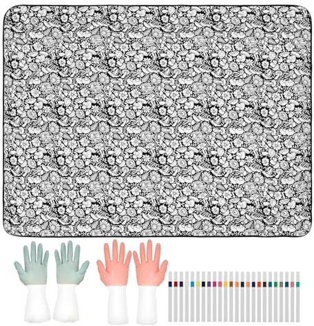 AULSAM DIY Decke zum Ausmalen mit 24 Markern, Maldecke zum Ausmalen mit 2 Paar Handschuhen für Erwachsene und Kinder, Familie und Heimdekoration, Weihnachten oder, Geburtstag(Pilz)
