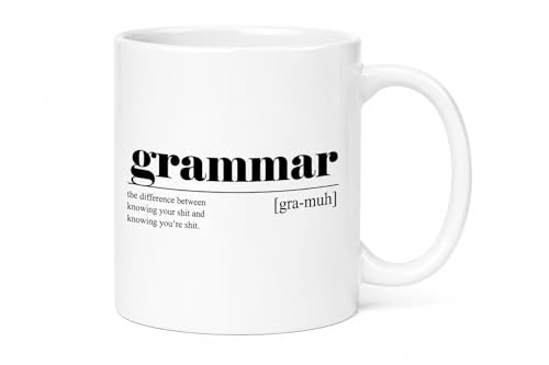 Grammar Definition Mug – Funny Grammar Mug – English Teacher Gift – Grammar Nerd Coffee Mug – Funny English Language Mug – White 11oz Ceramic Mug