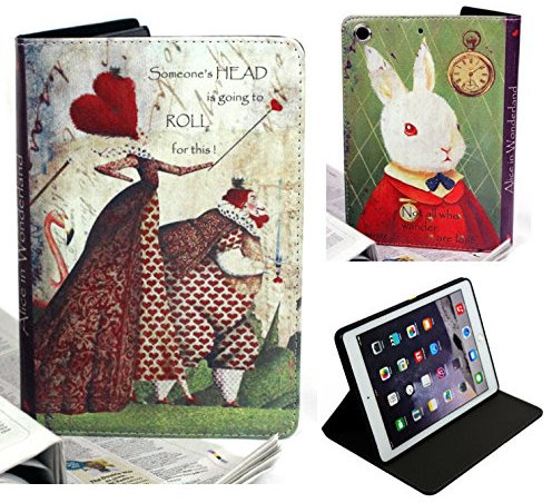 For New Apple iPad Pro 9.7'' 2017 / iPad pro 9.7 & iPad Air 1-2 Alice In Wonderland Classic Old Book Style Smart Genuine Stand Case Cover