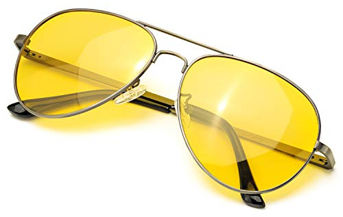SODQW Nachtfahrbrille Gelbe Linse Anti-Glanz, Polarisiert Fahren Brillen, Nachtsichtbrille Autofahren mit UV400 Schutz