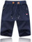Tansozer Cotton Gym Shorts Summer Casual Sports Shorts Elasticated Waist with Zip Pockets (Navy Blue, Medium)
