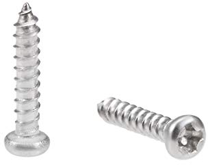 sourcing map 2x10mm Auto-taraudage Vis Cruciforme Tête Cylindrique Bombée Vis 316 INOX Acier Fixations Boulons 50Pcs