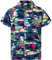 King Kameha Funky Hawaii-Hemd, Herren, Kurzarm, Flamingos, Grau-Blau, XL