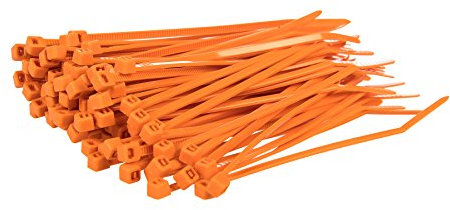 GTSE Kabelbinder, 10,2 cm, Orange, 100 Stück, 8,2 kg Stärke, UV-beständig, Nylon, kleine Kabelbinder, selbstschließend, 10,2 cm