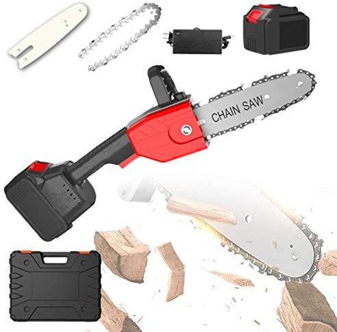 Mini Motosierra Inalámbrica de 8/10/12 Pulgadas, Mini Motosierra Recargable, Sierra de Podar Portátil de Velocidad con Batería para Cortar Madera, Poda de Jardín, Estabilidad y Comodidad,10 inch