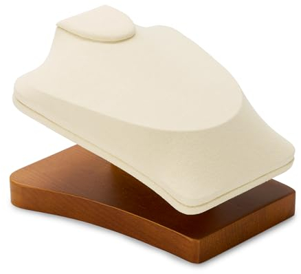 Oirlv Espositore Di Collana Di Legno Solido, Espositore Commerciale Della Vetrina Dei Gioielli Del Centro, Espositore Dei Gioielli Del Busto Della Collana (Bianco Crema)