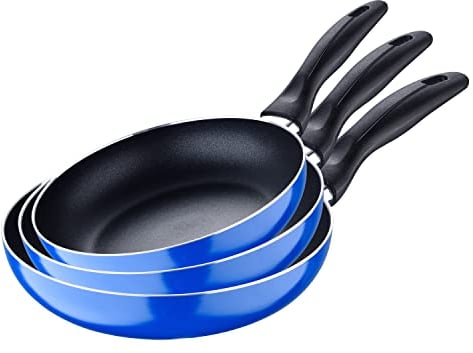 San Ignacio Blue Paradise | Sartenes Antiadherentes | Set de 3 Piezas | Fabricadas con Aluminio Prensado | Juego de Sartenes de 16, 20 y 24 cm de Diámetro | Aptas en Todo Tipo de Cocinas
