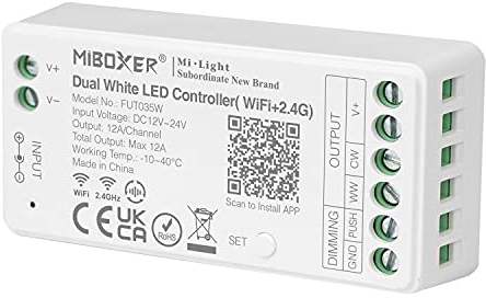 LIGHTEU®, Milight Miboxer Dual White WiFi LED Strip Controller, Amazon Alexa und Google Home Voice Control Fernbedienung und APP-Steuerung, keine WiFi-Box erforderlich, Bluetooth 4.2, FUT035W