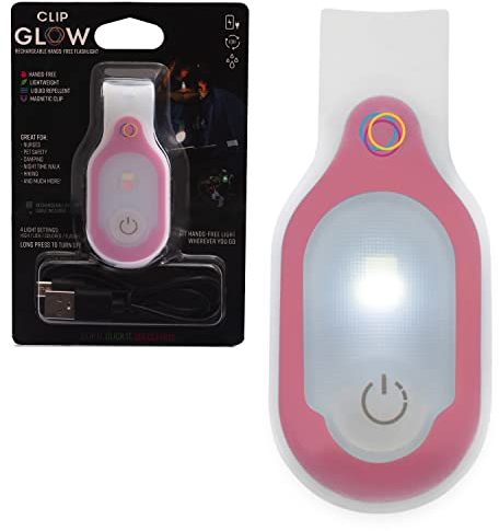Clipglow Krankenschwester Licht Clip auf helle leichte magnetische tragbare USB wiederaufladbare Taschenlampe für Badge, 8-10 Stunden Batterie, 4 Lichteinstellungen, 10-25 Lumen, Rosa