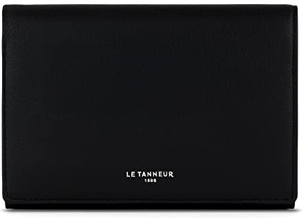 Le Tanneur, portefeuille, porte cartes, en cuir grainé, émilie, femme, 4 compartiments cartes, poche billets, 3 poches plates, poche monnaie zippée, anti-rfid, porte billets, fermeture bouton pression
