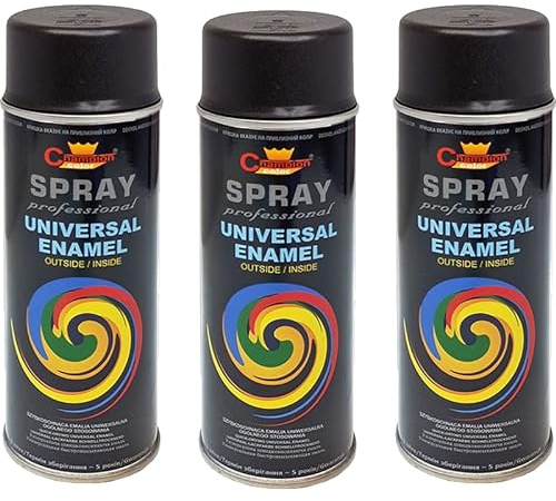 VE-INDUSTRIES Lot de 3 bombes de peinture selon RAL - 400 ml - Vernis coloré pour bois, métal (9005 noir profond mat)