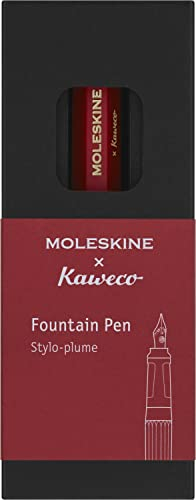 Moleskine x Kaweco Füllfederhalter aus ABS-Kunststoff mit Vergoldeter Feder der Größe M für Schriftsteller, Notizenmacher, Inklusive Blauer Tintenpatrone, Farbe Rot