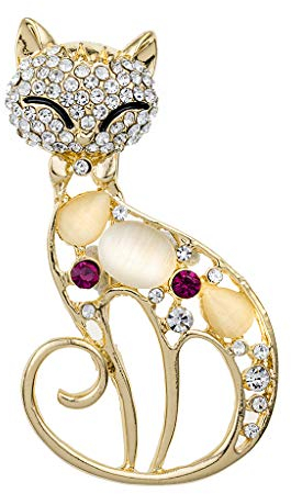 Vintage Gold Katze Brosche Corsage Antik Imitation Opale Tier Broschen Für Frauen Kleine Pin Exquisite Verarbeitung