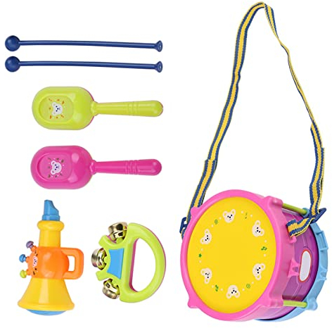 Bnineteenteam 7 St¨¹cke Kinder Musikinstrumente, Trommel Glocke Sand Hammer Trompete Musikinstrument Lernspielzeug Set Early Education yizhi Toy f¨¹r Kinder Baby Toy