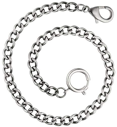 Jobo Unisex-Taschenuhrkette aus Edelstahl matt 36 cm