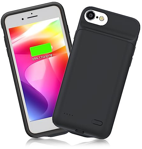 DOKYW Battery Case for iPhone 8/7/6s/6/SE(2020), Upgraded 6000mAh Portable Rechargeable Protective Charging Case for iPhone 8/7/SE(2nd Gen), Extended Battery Charger Case for iPhone 6s/6, Black