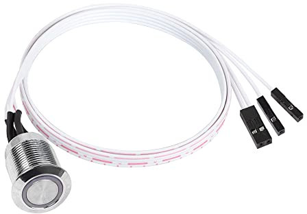 YACSEJAO 12mm chasis interruptor host metal botón ordenador host cable metal azul botón de encendido para ordenador DIY interruptor (12 mm)