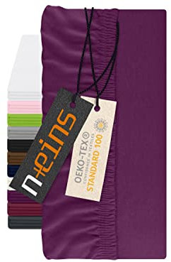 npluseins Spannbettlaken für Topper - Spannbetttuch aus 100% Baumwolle 1598.2327, ca. 90-100 x 200 cm, lila