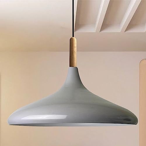 bamyum Champion Hängeleuchten & Pendelleuchten Esstisch Grau aus Holz und Metall 35 cm, Hängelampe Esstisch, Hängelampe Wohnzimmer, Küchenlampe Hängend E27, Pendelleuchte für Schlafzimmer, Wohnzimmer