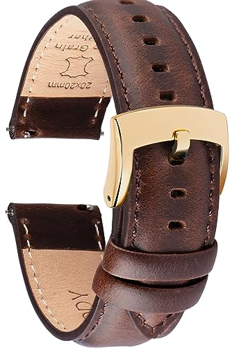 OTTOODY Leder Uhrenarmbänder 18mm-22mm Mit Schnellverschluss - Elegantes Uhrenarmband für Herren und Damen - Hochwertiger Ersatz für Uhr und Smartwatch