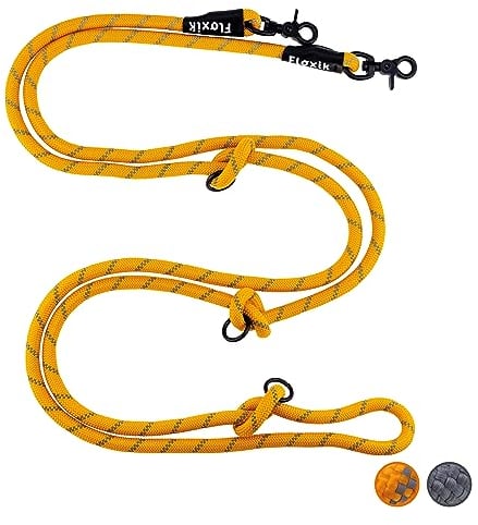Floxik Premium Führleine für Hunde orange | Hundeleine 3m verstellbar | Tauleine für kleine & mittelgroße Hunde | Robuste und stilvolle Umhängeleine für euer gemeinsames Outdoorabenteuer