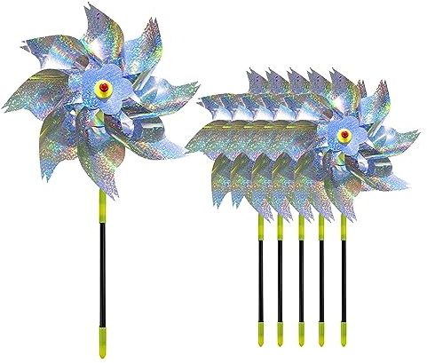 6 Stück Vogelabwehr-Windmühle, Windmühle, Vogelabwehr, Reflektierende Garten-Vogelabwehr-Windmühle, Taubenabwehr-Windmühle, Für Obstgarten, Garten, Hof, Ackerland