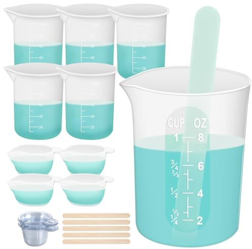 Resiners 36-teiliges Silikon-Messbecher-Werkzeug-Set – 250 ml und 100 ml Harz-Mischbecher, Silikon-Rührstäbchen, Pipetten, leicht zu reinigen, ungiftiges Epoxidharz-Zubehör für Formen, Farben,