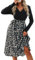 CUPSHE Women's Maxi Dress V Neck Long Sleeve Tie Belt A-Line Casual Dress Party Cocktail Midi Skater Dress Apricot Leopard M