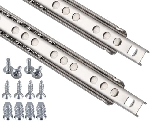 Stahlia Schubladenschienen (4 Stück) Edelstahl Teilauszug H: 17 / L: 470mm Schubladenauszug Schrankauszug Teleskopauszug Schubladenführung Schienen