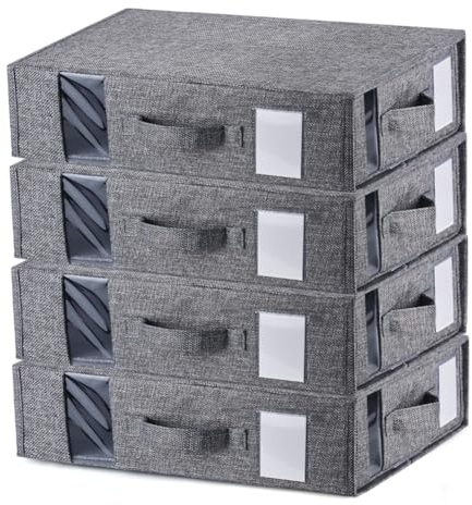 YFZYT 4 Stück Unterbett Aufbewahrungsbox Stoff, Kleideraufbewahrung, Bettwäsche Aufbewahrung, Organizer Kleiderschrank, Aufbewahrungstasche mit Reißverschluss, Geschenkpapier Aufbewahrung
