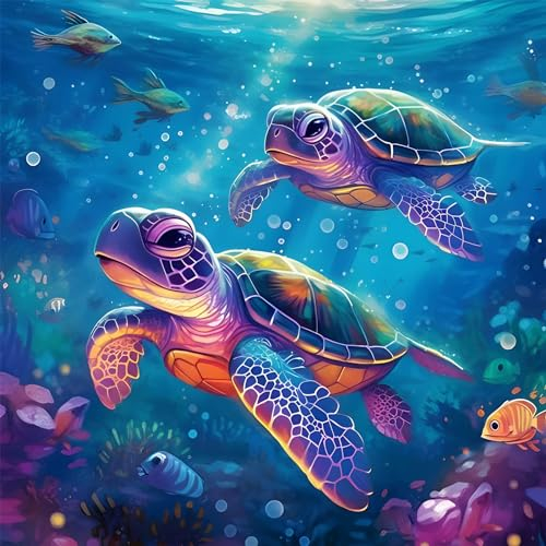 MOGTAA Schildkröte Diamond Painting Erwachsene, 5D Tiere Diamant Painting Bilder für Erwachsene Anfänger, DIY Diamond Art Meeresschildkröten Diamant Malerei Bilder für Home Dekor 30x30cm