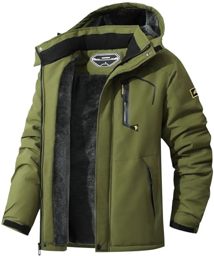 MAOYSSEN Herren Skijacke Warm Winter Schnee Mantel Wasserdicht Berg Windbreaker Snowboardjacke Kapuze für Wandern Reisen