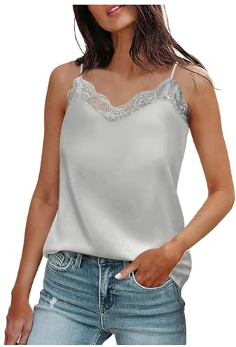 Camiseta De Tirantes Mujer - Blusa Con Copas, Encaje, Punto - Colores: Flúor, Blanca, Negra, Lila, Fucsia