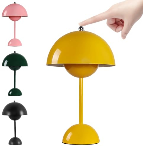 ASANMU Pilzlampen Tischlampe, LED Akku Tischlampe Kabellos, Tischleuchte Dimmbar Pilz mit 3 Helligkeitsmodi, Touch Dimmbar Tischleuchte Retro Schreibtischlampe Pilz für Schlafzimmer, Büro, Bars
