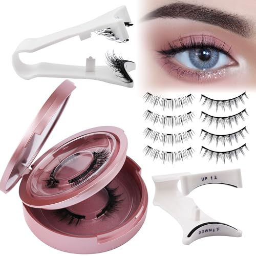 GEMERRY 2 paires Faux Cils Magnetique Magnetic Lashes Faux Cils Magnétiques Avec Applicateur Pas besoin de Colle Cil Magnétiques Aspect Naturel & Imperméables Cils Magnétiques Sans Eye-liner(MC+WJ26)