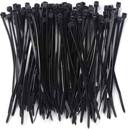 eROOSY 100PCS Cable Ties Black, 2.5mm x 100mm Nylon PA66 Zip Ties, Plastic Cable Ties, Self Locking Tie Wraps for Home, Office, Garden and Workshop