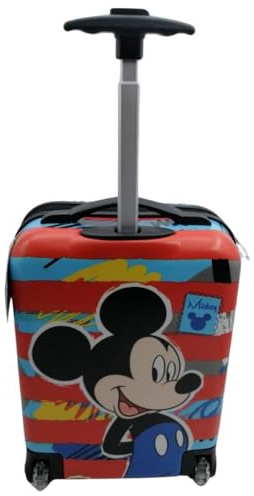 Trolley-Koffer für Disney Mickey Micky Maus, hart, für Kinder, Handgepäck, robust und leicht, aus ABS, mit verstellbarem Teleskopgriff und 2 Rädern 23 l, 42 x 19,5 x 29 cm, mehrfarbig, mehrfarbig,