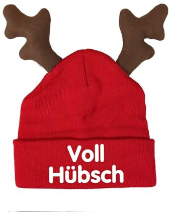 tshirtladen Voll Hübsch Rentier Mütze lustiges Statement Elch Beanie Geweihmütze mit Spruch