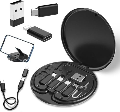 AOUZOVLI USB-C Multifunktionale Speicherbox - Inkl. Micro USB & Lightning Adapter - Tragbar, Ideal für Handys, Kameras u.v.m.