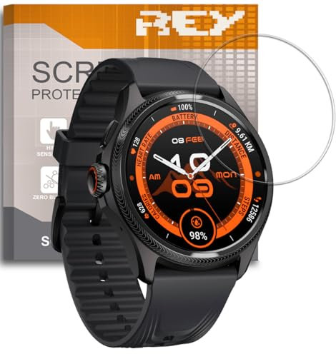 REY Protector de Pantalla para MOBVOI TICWATCH Pro 5 Enduro, Cristal Vidrio Templado Premium