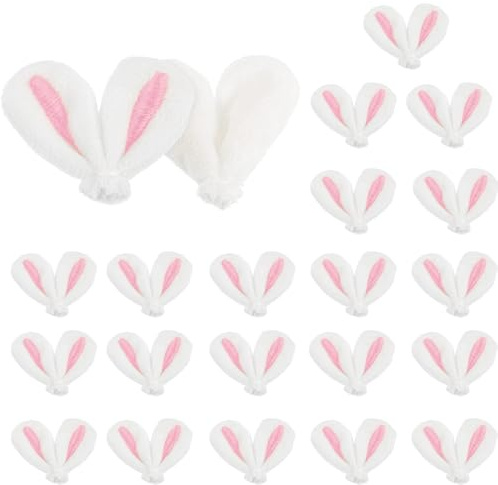 YEAMLTE Osterhasenohren-Ornamente, 20 PCS Mini-Hasen-Ohr-Ornamente, Hasenohren Selber Machen, Hasenohren Zum Basteln, DIY-Stirnband Haarspangen Hasenohren, Stirnband Zubehör für Bastelarbeiten (A)
