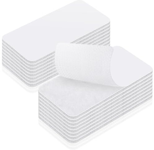 HOMMAND Badesivo Extra Forte,16 Pezzi Nastro Adesivo Hook and Loop, Nastro Adesivo Forte Perfetto per l'arredamento di Ambienti, Casa, Ufficio, Bianco, 50mm×100mm