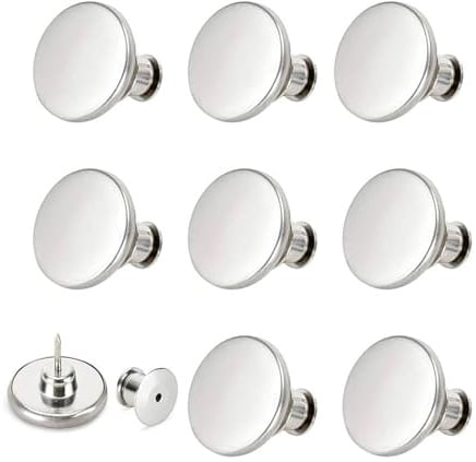 Dreamil Jeans Knöpfe Ohne Nähen 12 Stück Verstellbare Hosen Ersatz Knöpfe 17mm Button Pins DIY Jeansknopf Hosenknöpfe Zum Stecken Jeans zum Erweitern oder Reduzieren der Hosengröße(Silber)