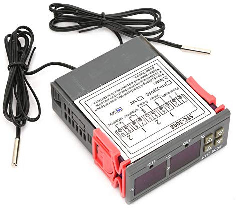 Zerodis Pantalla Doble -Controlador con Sensor de Termostato Digital STC -3008 STC 3008 para Diferentes Refrigeradores, Sondas Agrícolas (24V)