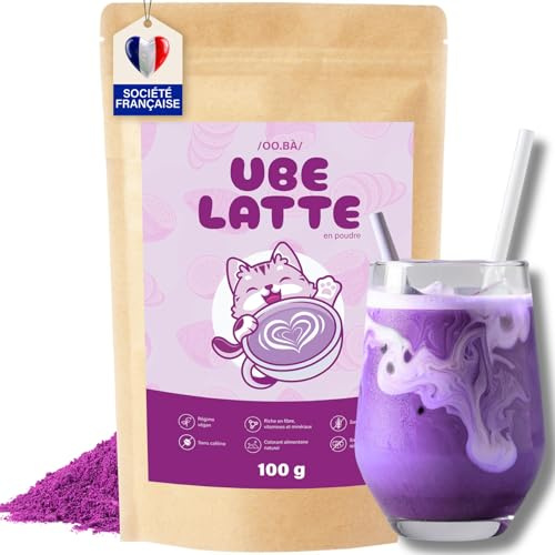 DETOX ORGANICA Poudre d'Ube Premium 100g - VRAI IGNAME VIOLETTE Philippines | Colorant Alimentaire 100% Naturel, Boisson Vegetale Sans Cafeine - Superfood pour Lattes, Gateaux, Smoothies