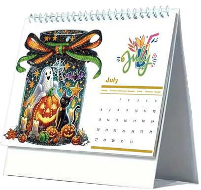 Quorvex Edelstein Kunst Malerei 2026 Tischkalender mit Ornament,Monatlicher Planer von Januar 2026 bis Dezember,Tisch Deko Basteldekoration für Büro Besprechungszimmer Unterrichtsraum | für